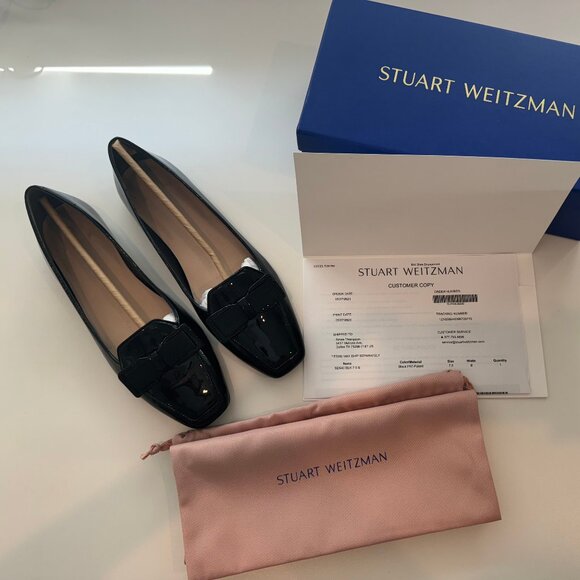 Stuart Weitzman Black Patent Leather Flats - Picture 1 of 6